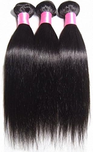 FESHFEN Brazilian Virgin Straight Hair Weave 3 Bundles 100% Unprocessed Human Hair Extensions Natural Color Can Be Dyed And Bleached (Brazilian Hair 18 18 18)