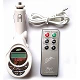 In Car 4-in-1 WMA/MP3 Wireless Modulator/FM transmitter for SD Card, USB Pen (Flash) drive and MP3 players (like iPod). White with Remote Control.