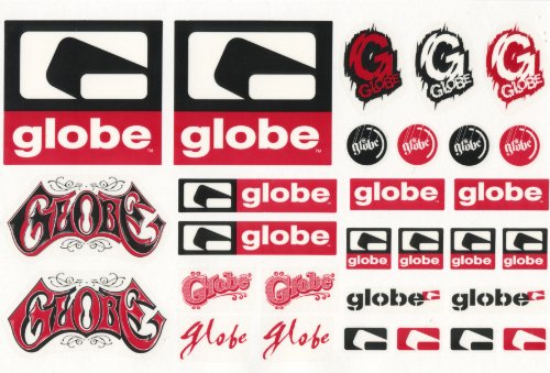Globe Shoes Sticker Sheet - 29 Stickers For Skateboard Snowboard Bmx Laptop Scooters Moto-x