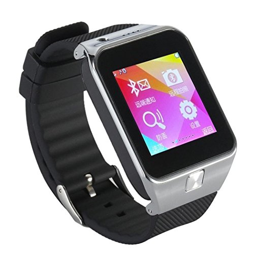 PowerLead Bluetooth Smart Watch Phone GV09 Touch Screen Anti-lost SMS Sync Pedometer Sleep Monitoring Stopwatch Photograhph Sports Wristwatch for Android Smart Phone(Silver)