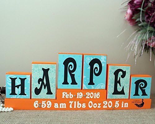 Baby Name and Birth Stats Wood Blocks