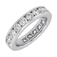 14k White Gold Channel-Set Diamond Eternity Band (3 cttw, H-I Color, SI2 Clarity), Size 7