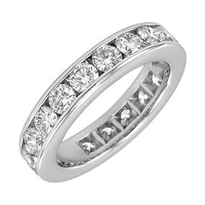 14k White or Yellow Gold Channel Set Diamond Eternity Band (3 cttw, H-I Color, SI2 Clarity)