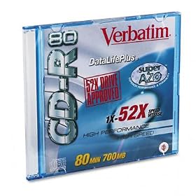 Verbatim Datalife Plus Cd-R Disc, 700Mb 80Min, 52X, W Slim Jewel Case, Silver by Verbatim