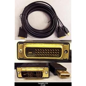 12 Ft M1 Male to DVI-D & USB Projector Video Cable, Infocus+Dell