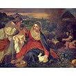 Tizian (The Madonna with the rabbit scene: Mary and Christ Child, St. Catherine and St. John the Baptist) - 13x19