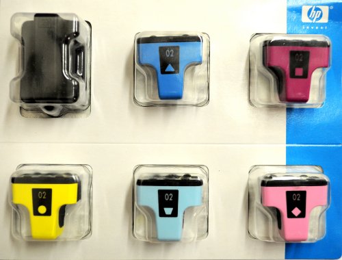 6-Pk (Full Set) NEW GENUINE HP 02 Vivera Ink Cartridges for most of the PhotoSmart Models