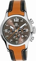 Breil BW0059 Gents 'Globe' Brown and Orange Leather Strap Watch