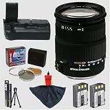 Sigma 18-200mm f/3.5-6.3 DC OS (Optical Stabilizer) Wide Angle Lens & Opteka Battery Pack Grip / Vertical Shutter Release & 2 NB-2LH Batteries (2400 mAh Total) & Filters & Accessories for Canon EOS Digital Rebel XTi & Rebel XT