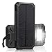 [15000mah Solar Panel Charger with 6LED Flashlight] Hallomall Portable Phone Charger Backup Power Pack, Dual USB Port External Battery Charger for Smart phones Camera and Other 5V USB Devices (black)