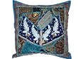 Gift For Mom-Decorative Vintage Sari Cushion Covers Azure Decorative Moti Indian Pillow Covers 24"