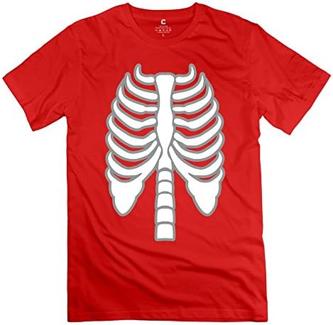 Men's Skeleton Chest T Shirt L Red