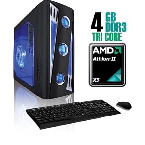 CybertronPC X-Cruiser2 CAAN1130BBP, Black, AMD Athlon II X3 Tri-Core , 4GB DDR3, 500GB HDD, DVDRW, Radeon HD4350, 400 Watt Power Supply, Windows 7 Home Premium 32-bit, 1 Year Parts & Labor Warranty