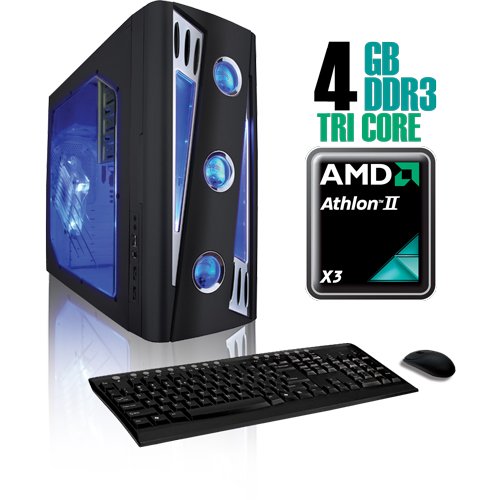 CybertronPC X-Cruiser2 CAAN1130BBL, Black, AMD Athlon II X3 Tri-Core 2.7GHz, 4GB DDR3, 500GB HDD, DVDRW, Radeon HD4350, 400 Watt Power Supply, No O/S, 1 Year Parts & Labor Warranty