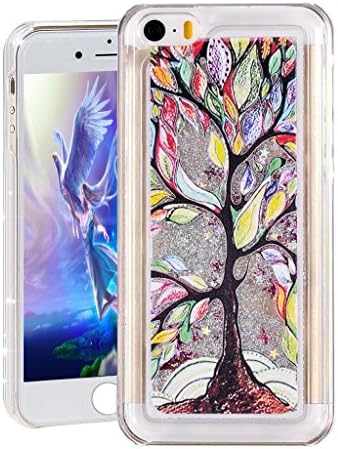 iphone 5C case 3D Quicksand Bling Glitter Liquid Floating Angle Girl Moving Hard Protective Case for Apple iPhone 5C(Sliver,Color Tree)