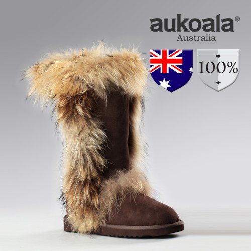 Aukoala Snow Boots Australia Sheepskin Warm Eskimo For Womens_Chocolate_Us Size 5 On Sale