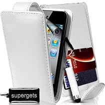 SUPERGETS® High Quality Apple Ipod Touch 4G 4TH 5G 5TH (2010,2011,2012) Generation Leather Flip Case White And LCD Screen Protector