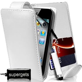 SUPERGETS� High Quality Apple Ipod Touch 4G 4TH 5G 5TH (2010,2011,2012) Generation Leather Flip Case White And LCD Screen Protector
