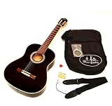 Produkt-Bild: 4/4 Akustik Klassik Konzert Gitarre in schwarz mit Rosenholz-Griffbrett und Zubeh&ouml;r-Set: gepolsterte Tasche, Gurt, Saiten und Stimmpfeife