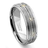 Tungsten Carbide Matrix Diamond Wedding Band Ring