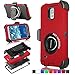 Galaxy Note 4 Case, Honeycase Military Extreme-Duty Shockproof Rugged Hybrid Armor Case Cover With Belt Clip Holster Rotating Kickstand and Screen Protector for Samsung Galaxy Note 4 (Red)