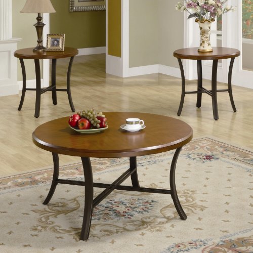 3 Piece Occasional Round Coffee Table and End Table Set. Includes