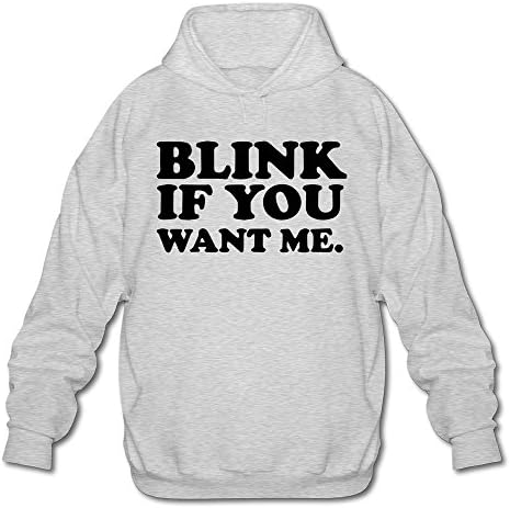 KATOA Men's Blink If You Want Me Love Cotton Blends Hooded Sweatshirt Hoodie Ash