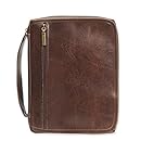 Leather-Look Bible Cover Organizer, Brown, Large