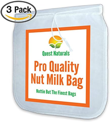 3 Pack - Best Large Nut Milk Bag (12x12) - Fine Mesh Strainer - Cold Brew Coffee Filter - Reusable Cheesecloth - Almond Milk Bag - Yogurt Strainer - Sprouting &amp; Juicing