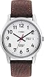 Timex Men's Easy Reader T20041 Brown Leather Quartz Watch with White Dial