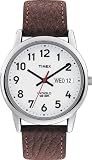 Timex Men's Easy Reader T20041 Brown Leather Quartz Watch with White Dial
