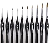Best Professional Siberian Kolinsky Sable Detail Paint Brush, Value Set of 10, High Quality Miniature Brushes Will Keep a Fine Point and Spring, For Watercolor, Oil, Acrylic, Nail Art & Models