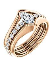 14K Rose Gold Marquise Cut Diamond Ring -- LIFETIME WARRANTY