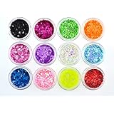 QIMISI 6 Colors Acrylic Powder Builder Nail Art Set Glitter Powder Dust Tips DIY Decoration Tools Set