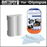 Battery Kit For Olympus E-5 Digital SLR Camera Includes Extended (1800 Mah) Replacement BLM-5 Battery + LCD Screen Protectors + MicroFiber Cleaning Cloth