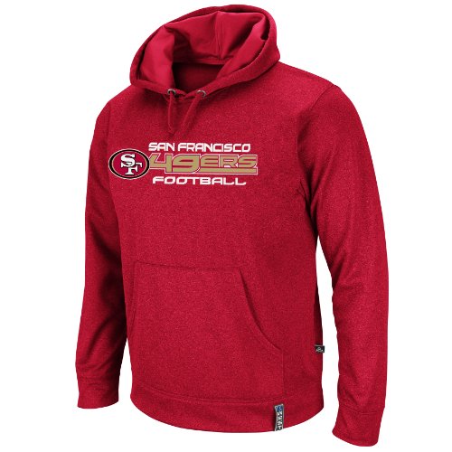 NFL Men's San Francisco 49ers Gridiron Hood III Long Sleeve Hooded Fleece Pullover (Bright Cardinal, Medium)
