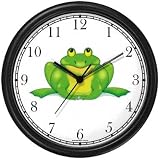 Green Frog Cartoon - JP Animal Wall Clock by WatchBuddy Timepieces (White Frame)
