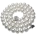 White 6-7mm AAA Cultured Pearl Strand Princess Necklace w. Platinum Overlay CAREFREE Sterling Silver Rose Clasp 18\