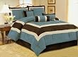 7pc Soft Micro Suede Comforter Set Bedding-in-a-bag, Aqua Blue - Queen