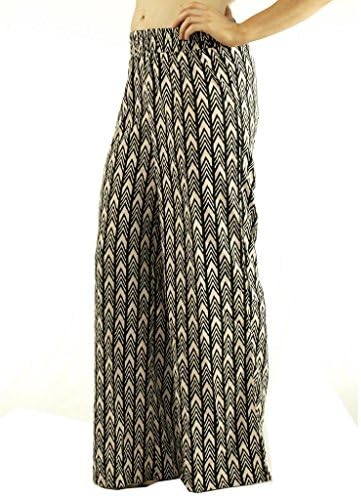 Tea Rose - Women Printed Palazzo Pants - Vertical Print - Medium