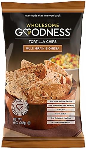 Wholesome Goodness Tortilla Chips, Multi grain and Omega, 12 Count