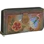 Anuschka Ladies Clutch Wallet-Premium Hibiscus Antique - Premium Hibiscus Antique