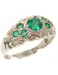 High Quality Solid 925 Sterling Silver Natural Emerald band Ring - Finger Sizes 4 to 12 Available