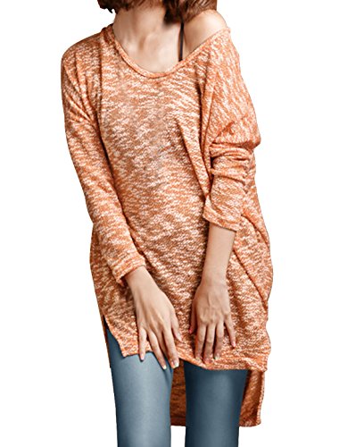 Allegra K Ladies V Neck High Low Hem Side Split Batwing Sleeve Loose Tunic Shirt
