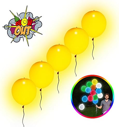 Light Up LED Balloons - Glow in the Dark Up to 18 Hours - Safe for Kids - Futuristic Party Supply / Decorations - Great for Birthdays / Weddings - 5 Pack Yellow - 100% Satisfaction Guaranteed!