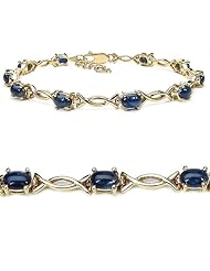 7.00 Carat Genuine Blue Sapphire 14K Gold Plated Sterling Silver Bracelet