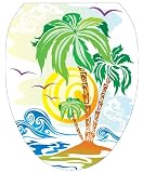 Toilet Tattoos TT-1080-O Catch The Wave Decorative Applique for Toilet Lid, Elongated