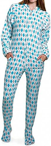 Ellen Fleece Adult Onesie Footed Pajamas with Hood