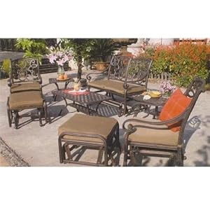 Darlee Santa Monica Cast Aluminum Glider Set With Cushions by