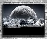Intense Moon Landscape Art - Chunky Canvas Art Print - Wall Art - Wall Decor - Framed Ready to Hang (30 x 20) oneblankwall.co.uk